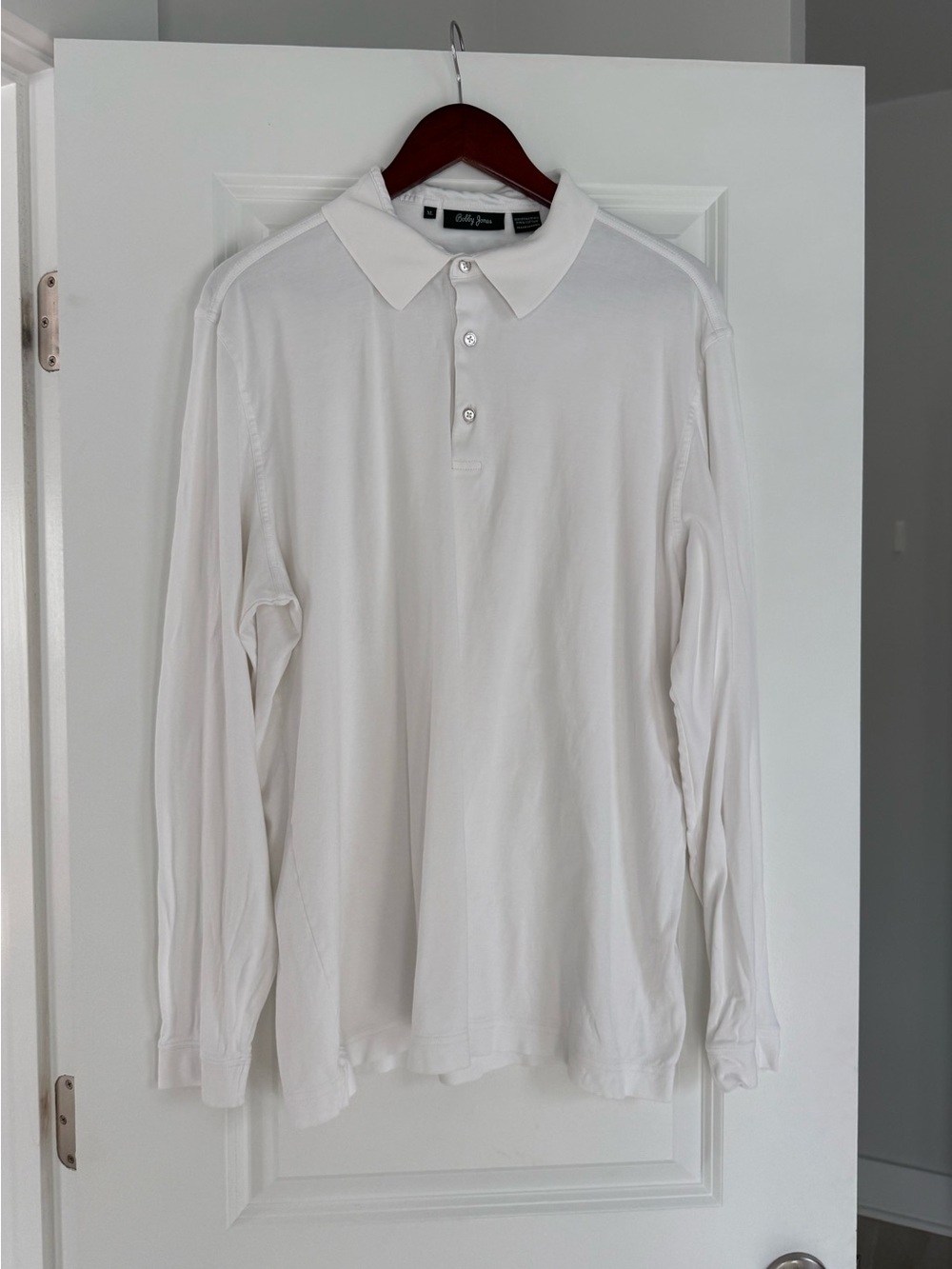 Mens Bobby Jones XL long sleeve white polo shirt